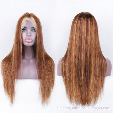 Remy Glueless Full Lace Frontal Wig Ombre Human Hair Wigs PrePlucked Cuticle Aligned Brazilian Highlight Color Lace Front Wigs